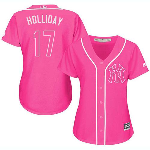 Yankees #17 Matt Holliday Pink Fashion Women's Stitched MLB Jersey