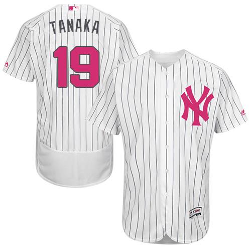 Yankees #19 Masahiro Tanaka White Strip Flexbase Authentic Collection 2016 Mother's Day Stitched MLB Jersey Yankees #19 Masahiro Tanaka White Strip Flexbase Authentic Collection 2016 Mother's Day Stitched MLB Jersey