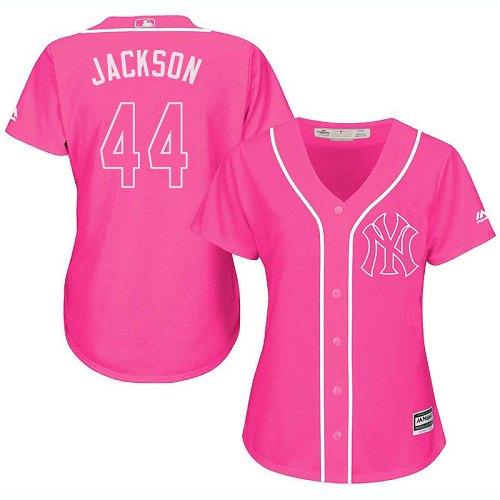 Yankees #44 Reggie Jackson Pink Fashion Women's Stitched MLB Jersey