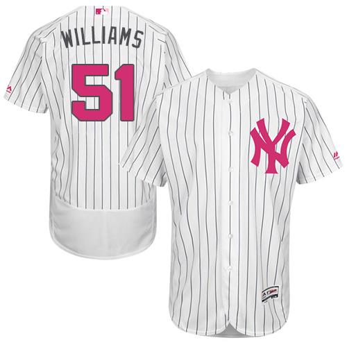 Yankees #51 Bernie Williams White Strip Flexbase Authentic Collection 2016 Mother's Day Stitched MLB Jersey Yankees #51 Bernie Williams White Strip Flexbase Authentic Collection 2016 Mother's Day Stitched MLB Jersey
