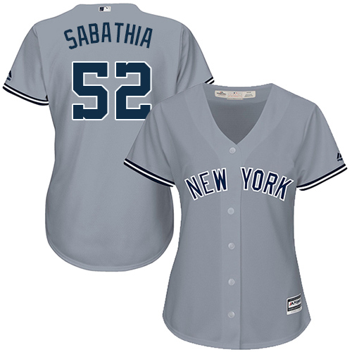 Yankees #52 C.C. Sabathia Grey Road Women's Stitched MLB Jersey Yankees #52 C.C. Sabathia Grey Road Women's Stitched MLB Jersey