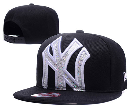 Yankees Sequins Logo Black Adjustable Hat YD