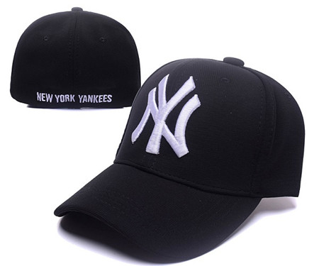 Yankees Team Logo Black Stretch Fitted Hat