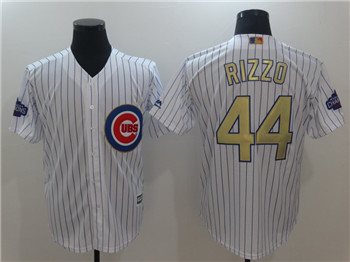 Youth's Cubs #44 Anthony Rizzo Majestic White Gold 2017 Gold Program Fashion Cool Base Replica Team Jersey Youth's Cubs #44 Anthony Rizzo Majestic White Gold 2017 Gold Program Fashion Cool Base Replica Team Jersey