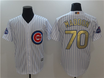 Youth's Cubs #70 Joe Maddon Majestic White Gold 2017 Gold Program Fashion Cool Base Replica Team Jersey Youth's Cubs #70 Joe Maddon Majestic White Gold 2017 Gold Program Fashion Cool Base Replica Team Jersey