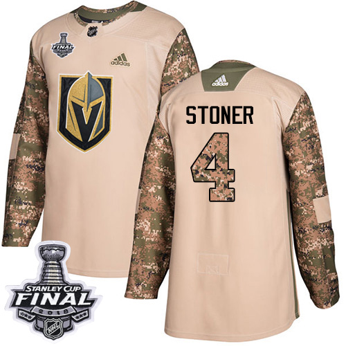 Adidas Golden Knights #4 Clayton Stoner Camo Authentic 2017 Veterans Day 2018 Stanley Cup Final Stitched Youth NHL Jersey