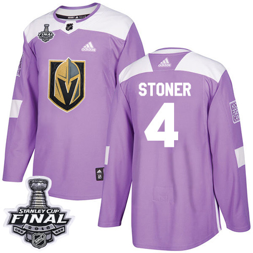 Adidas Golden Knights #4 Clayton Stoner Purple Authentic Fights Cancer 2018 Stanley Cup Final Stitched Youth NHL Jersey