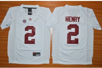 Youth Alabama Crimson Tide #2 Derrick Henry White 2016 National Championship Stitched NCAA Jersey