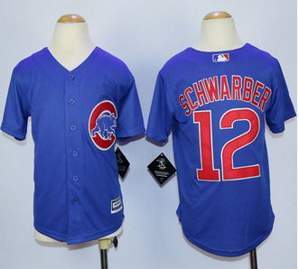 Youth Chicago Cubs #12 Kyle Schwarber Blue Cool Base Stitched MLB Jersey