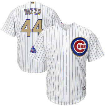 Youth Chicago Cubs Anthony Rizzo Majestic White Gold 2017 Gold Program Fashion Cool Base Replica Player Jersey Youth Chicago Cubs Anthony Rizzo Majestic White Gold 2017 Gold Program Fashion Cool Base Replica Player Jersey
