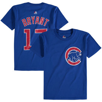 Youth Chicago Cubs Kris Bryant Majestic Royal 2017 Spring Training Name & Number T-Shirt