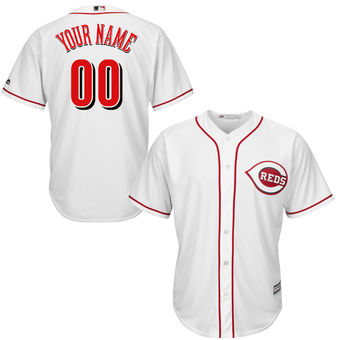 Youth Cincinnati Reds Majestic White Home Custom Cool Base Jersey