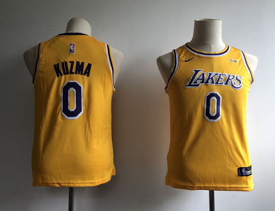 Youth Lakers 0 Kyle Kuzma Gold Youth 2018-19 Nike Swingman Jersey