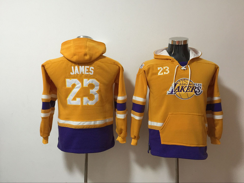 Youth Lakers 23 Lebron James Gold Youth All Stitched Hooded Sweatshirt Youth Lakers 23 Lebron James Gold Youth All Stitched Hooded Sweatshirt