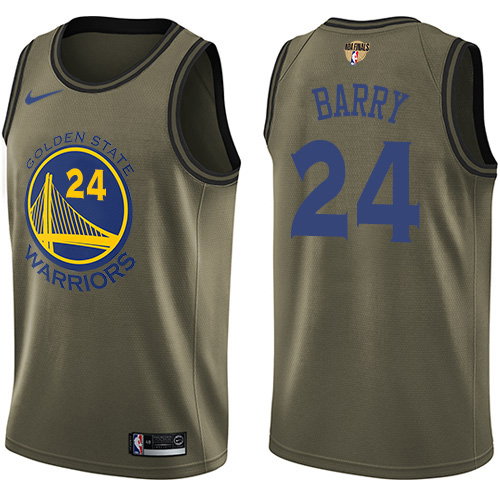 Youth Nike Warriors #24 Rick Barry Green Salute to Service The Finals Patch Youth NBA Swingman Jersey