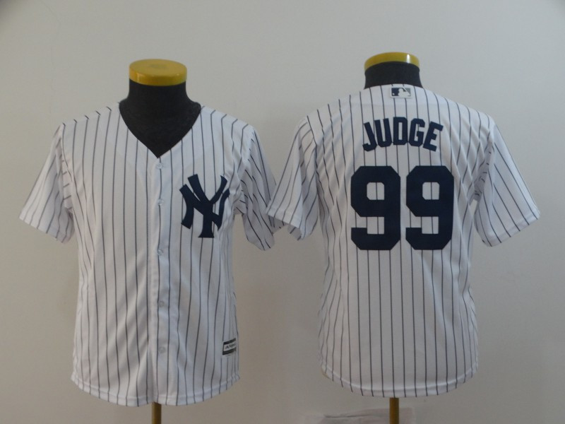 Youth Yankees 99 Aaron Judge White Youth Cool Base Jersey
