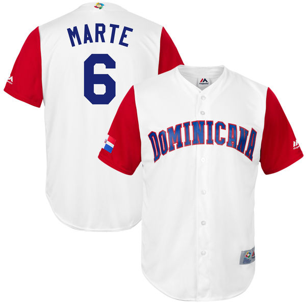 Team Dominican Republic #6 Marte 2017 World Baseball Classic Authentic Customized Stitched MLB Jersey