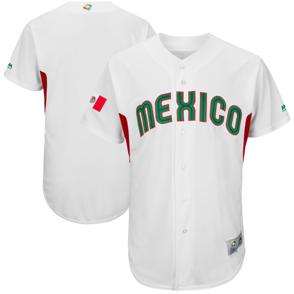 Team Mexico Blank White 2017 World Baseball Classic Authentic Stitched MLB Jersey