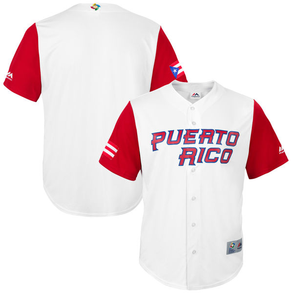 Team Puerto Rico Blank 2017 World Baseball Classic Authentic Customized Stitched MLB Jerse
