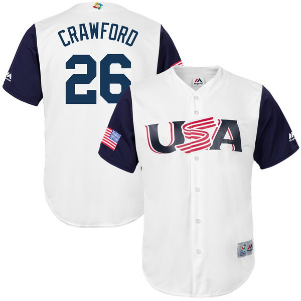 Team USA #10 Crawford 2017 World Baseball Classic Authentic Customized Stitched MLB Jersey