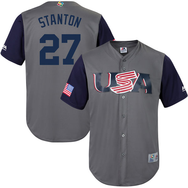 Team USA #27 Stanton 2017 World Baseball Classic Authentic Customized Stitched MLB Jersey
