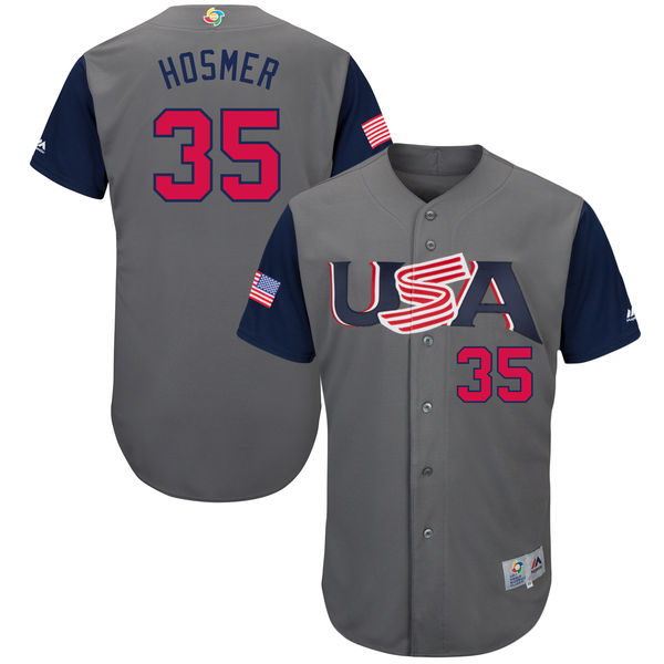 Team USA #35 Hosmer Gray 2017 World Baseball Classic Authentic Customized Stitched MLB Jersey