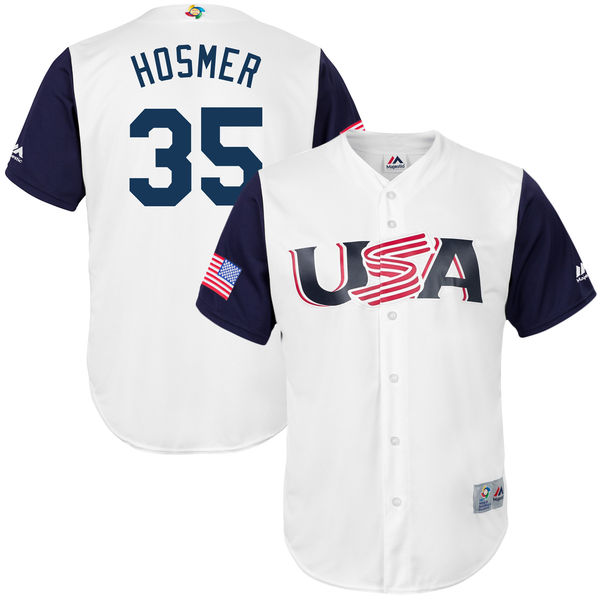 Team USA #35 Hosmer White 2017 World Baseball Classic Authentic Customized Stitched MLB Jersey