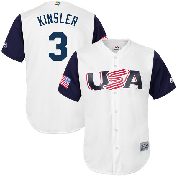 Team USA #3 Kinsler 2017 World Baseball Classic Authentic Customized Stitched MLB Jersey Team USA #3 Kinsler 2017 World Baseball Classic Authentic Customized Stitched MLB Jersey