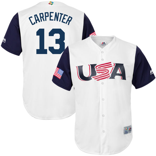 Team USA #13 CARPENTRT 2017 World Baseball Classic Authentic Customized Stitched MLB Jersey