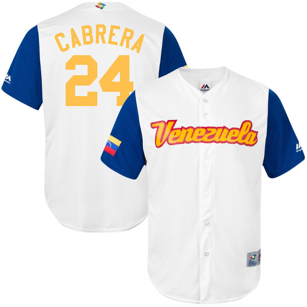 Team Venezuela #24 Miguel Cabrera White 2017 World Baseball Classic Authentic Customized Stitched MLB Jersey