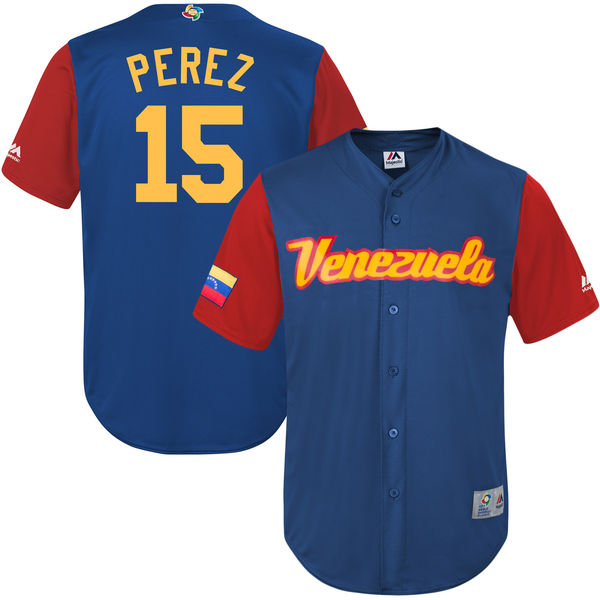 Team Venezuela #15 Salvador Perez 2017 World Baseball Classic Authentic Customized Stitched MLB Jersey