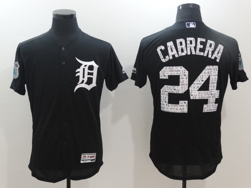 Men's Detroit Tigers #24 Miguel Cabrera Majestic Navy 2017 Spring Training Authentic FlexBase Player Jersey