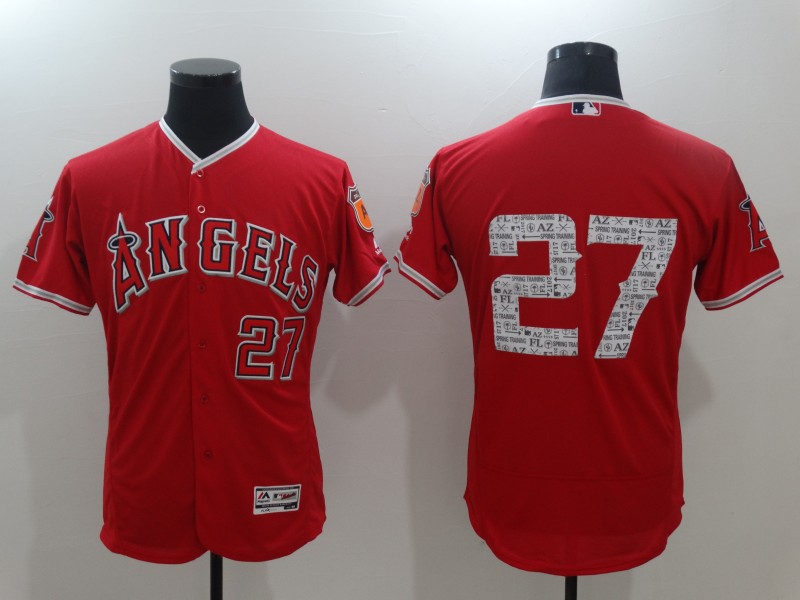 Men's Los Angeles Angels of Anaheim Mike Trout Majestic Alternate Scarlet 2016 FlexBase Authentic Collection On-Field Spring Training Player Jersey Men's Los Angeles Angels of Anaheim Mike Trout Majestic Alternate Scarlet 2016 FlexBase Authentic Collection On-Field Spring Training Player Jersey