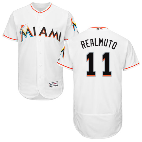 marlins #11 JT Realmuto White Flexbase Authentic Collection Stitched Baseball Jersey marlins #11 JT Realmuto White Flexbase Authentic Collection Stitched Baseball Jersey